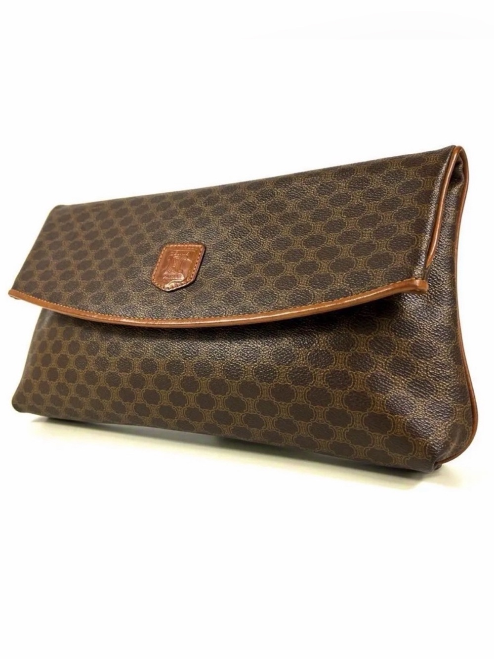 Celine Macadam Triomph Envelope Clutch Bag Large Flap Closure Monogram Print